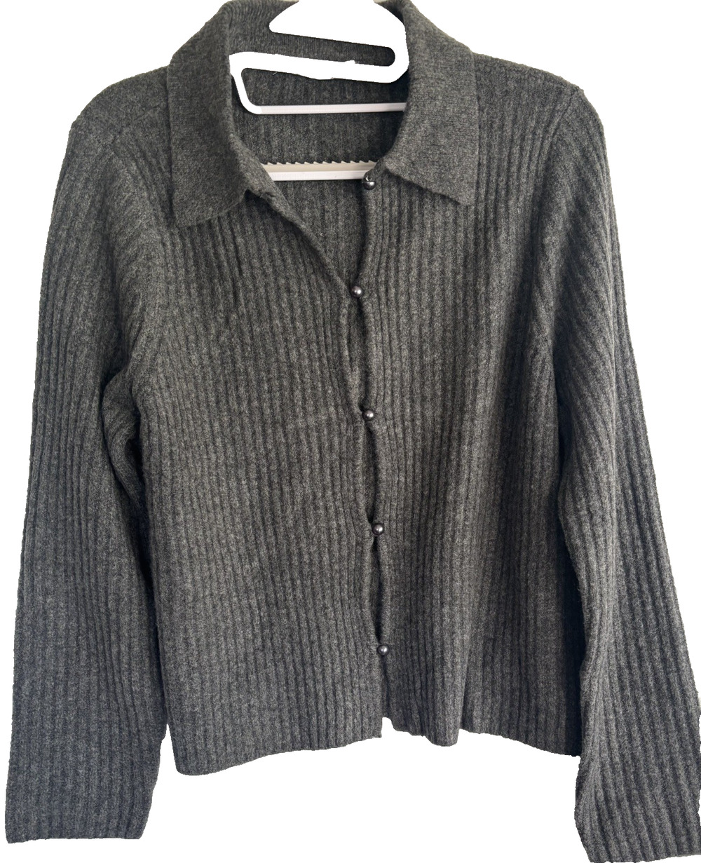 Abercrombie & Fitch Pearl Button Knit Cardigan Gray Size M